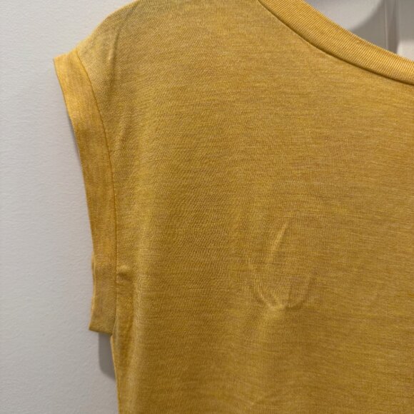 Aritzia Wilfred Yellow Anvers T shirt Split Back Cotton Tee Capsleeve Top XXS XS - Picture 13 of 13